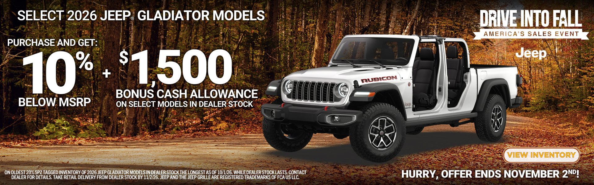 October Jeep Gladiator Offers